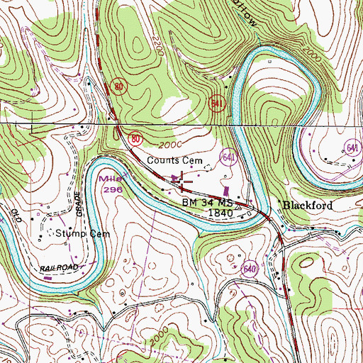 Topographic Map of Blackford United Methodist Church, VA