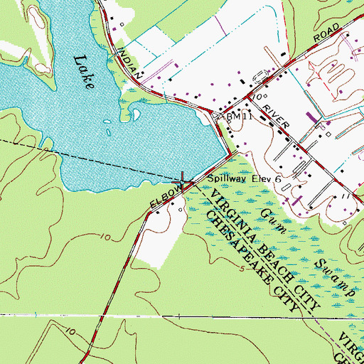 Topographic Map of Stumpy Lake Dam, VA