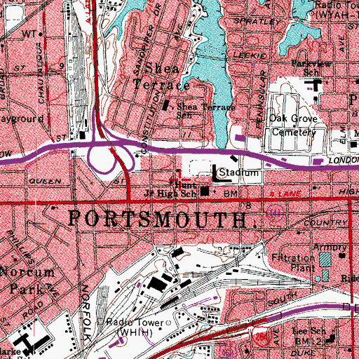 Topographic Map of Cottage Place Methodist Church, VA