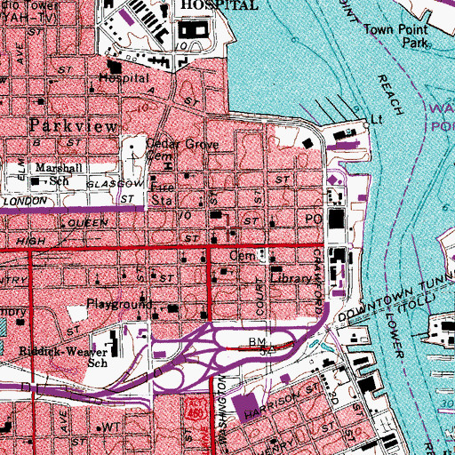 Topographic Map of Portsmouth Catholic High School Convent, VA