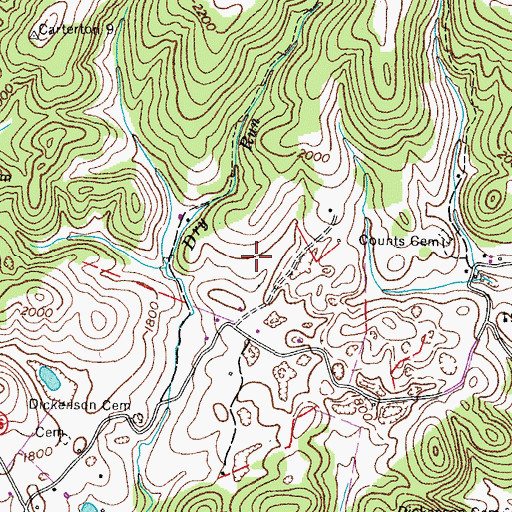 Topographic Map of Castlewood District, VA