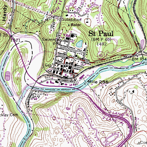 Topographic Map of Saint Paul Volunteer Fire Department, VA