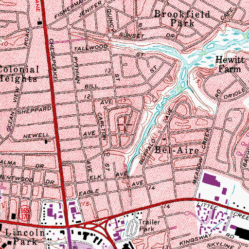 Topographic Map of Forest Park, VA