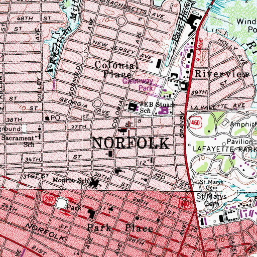 Topographic Map of Knox Presbyterian Church, VA