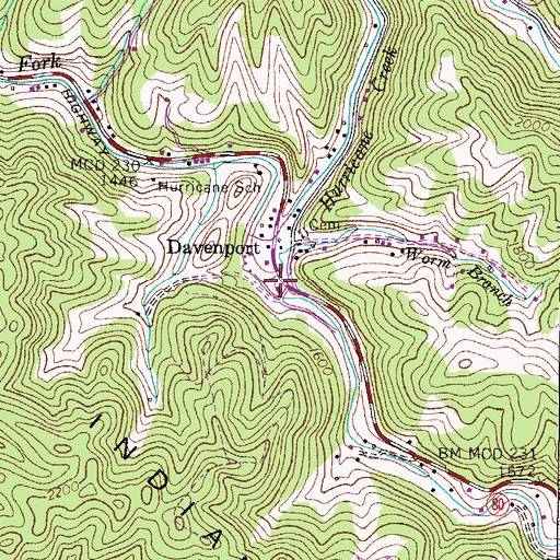 Topographic Map of Davenport Lifesaving Crew, VA