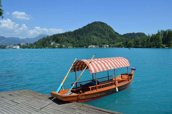 A pletna boat, on Bled