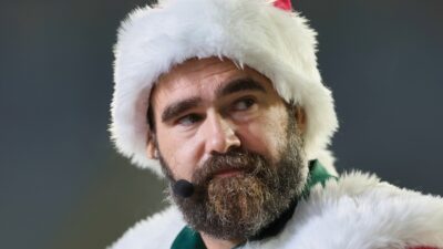 Jason Kelce in santa hat