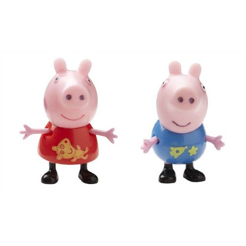 Peppa Pig Theme Park Figures - Peppa with teddy motif and George with ...