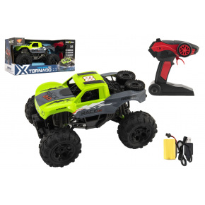 Teddies Auto RC terénní 4x4 zelené plast 29cm 2,4GHz na baterie + dobíjecí pack v krabici 40x20x22cm