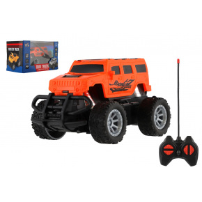 Teddies Auto RC mini truck plast 12cm 27MHz na baterie se světlem oranžové v krabici 18x11,5x10cm