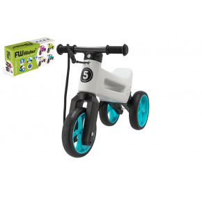 Teddies Odrážedlo FUNNY WHEELS Rider SuperSport bílé/tyrkys 2v1+popruh,výš.sedla28/30cm nos.25kg