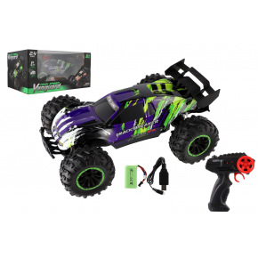 Teddies Auto RC Buggy rychlostní 2,4GHz plast 40cm dobíjecí pack+baterie fialové v krabici 42x21x28cm