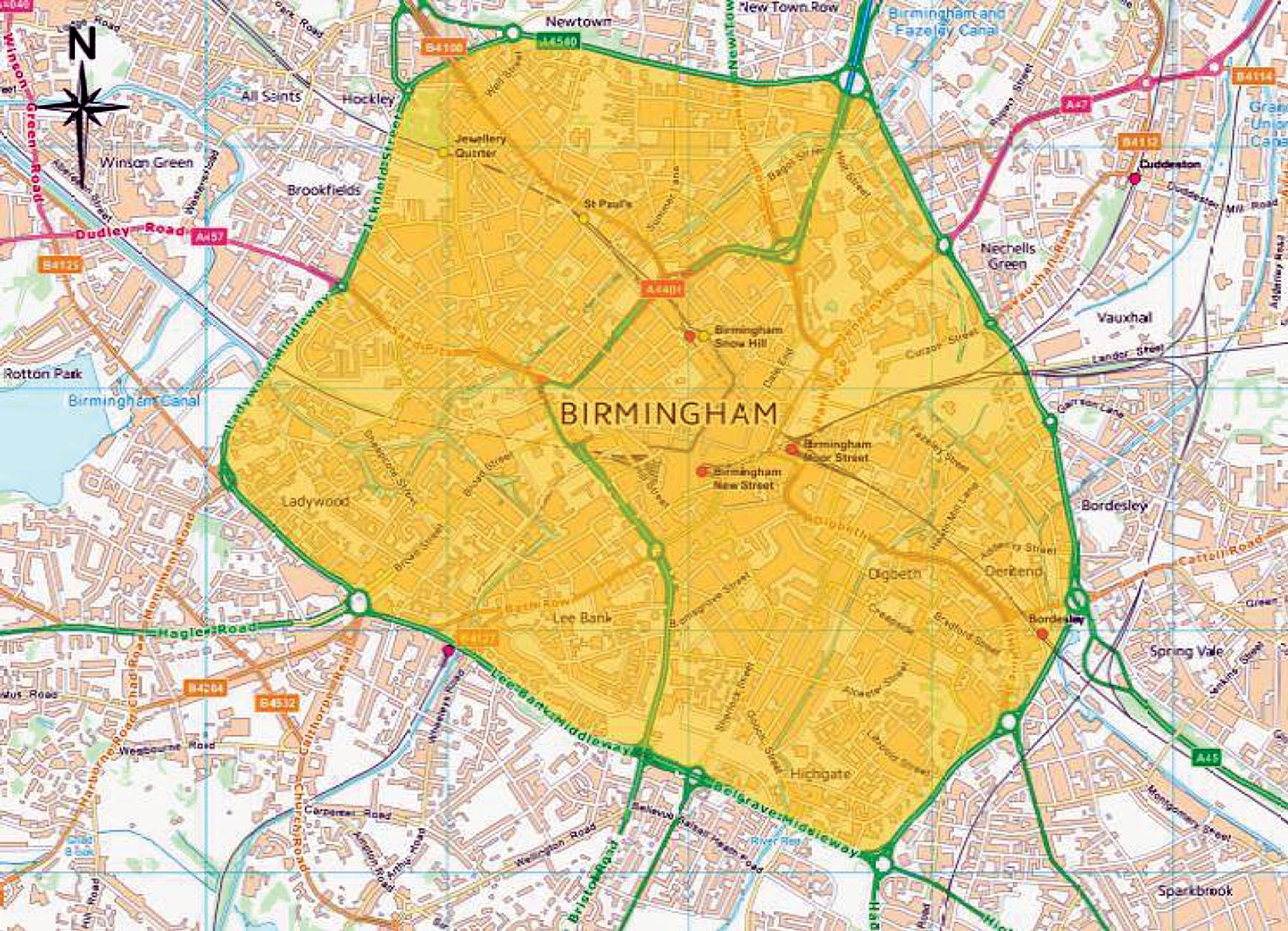 Birmingham Low Emission Zone Map