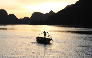 Sunset in Halong bay