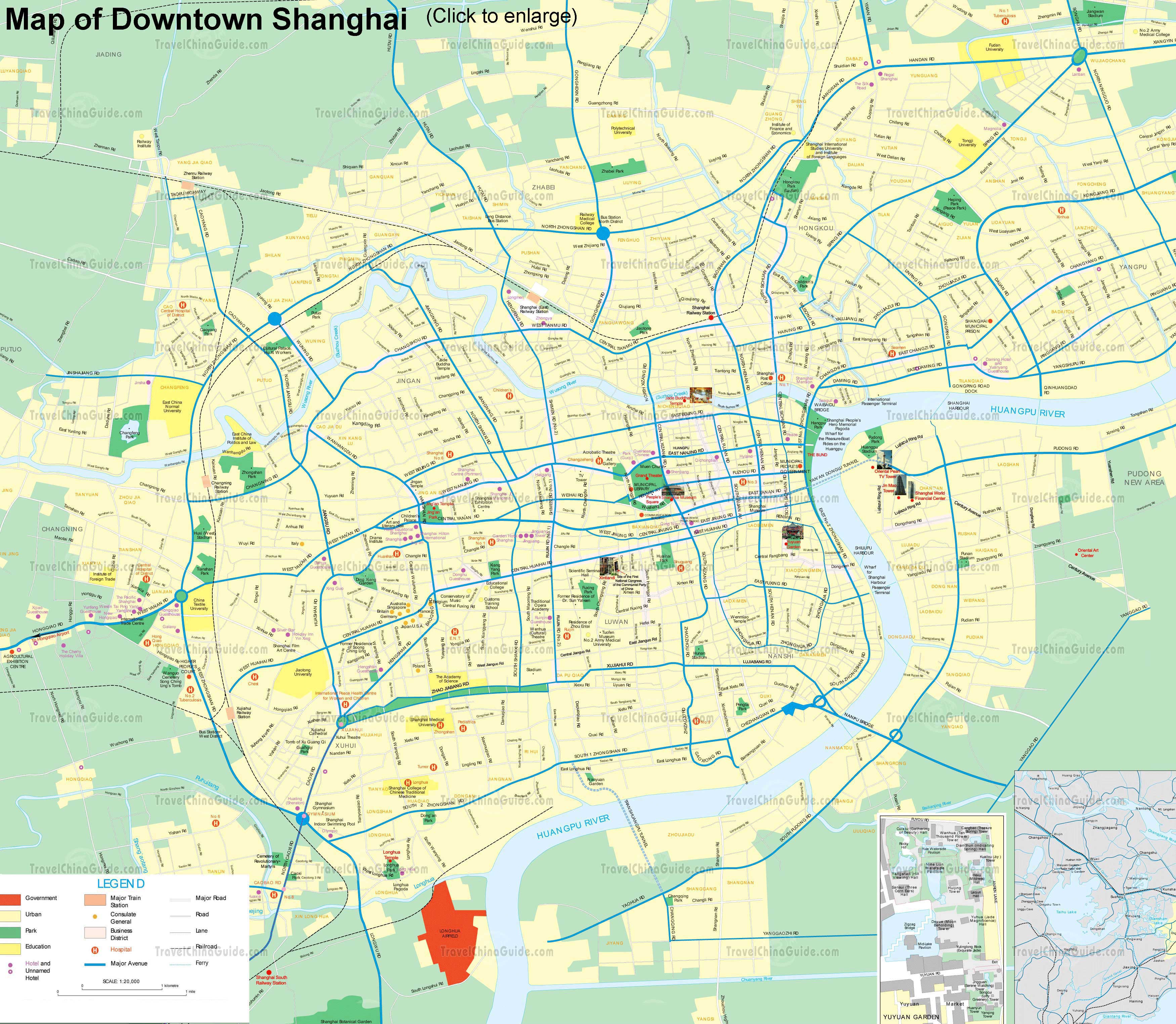 Shanghai Maps China Tourist Attractions Districts City Suburb