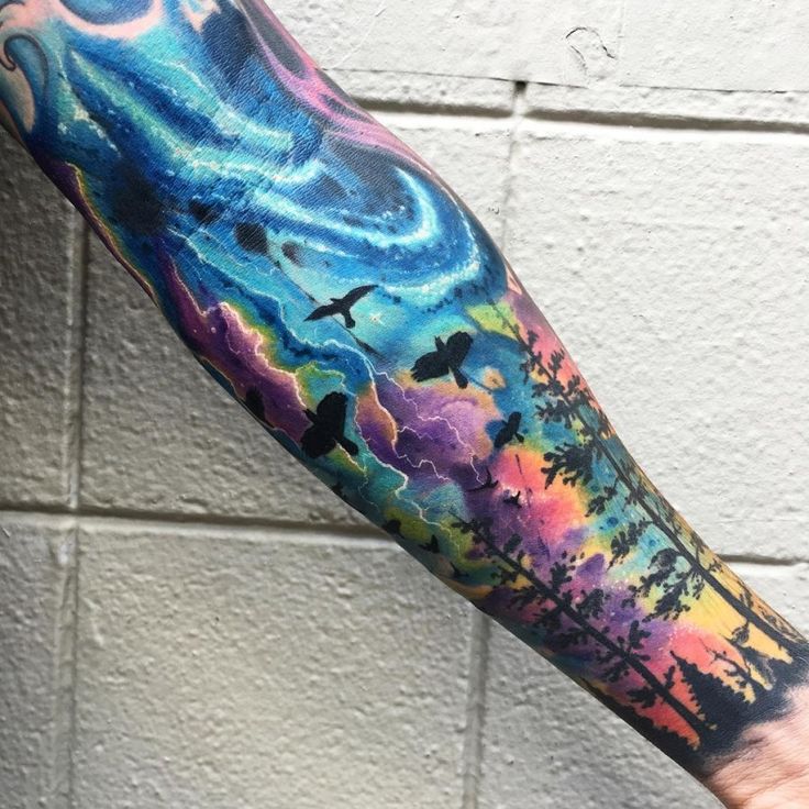 Watercolor Sleeve Tattoo Designs