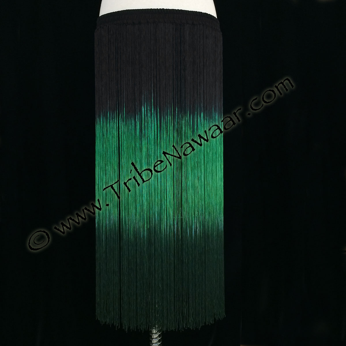 Spring Green & Black Long Fringe Belt