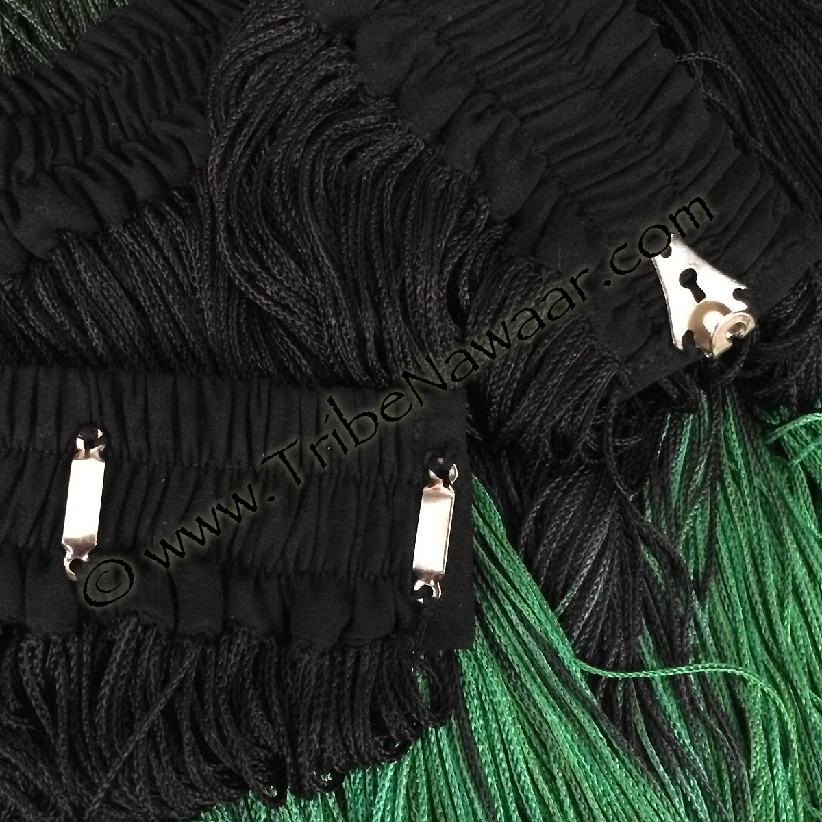 Spring Green & Black Long Fringe Belt