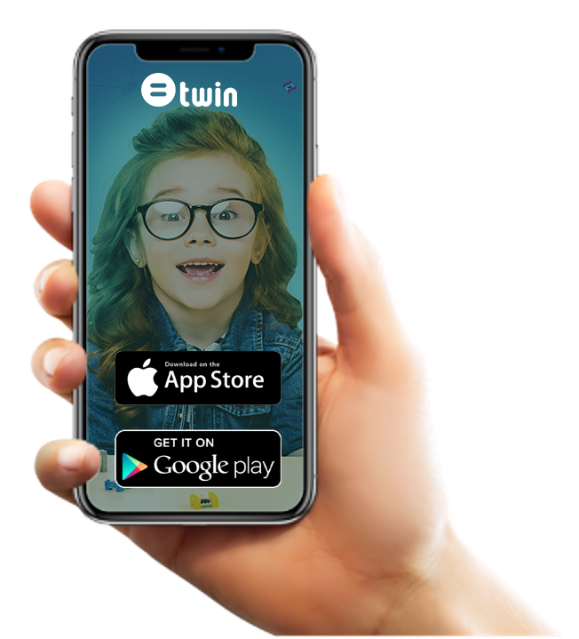 Download the Twin App to go on learning adventures, play fun games and trivia, and complete DIY challenges.