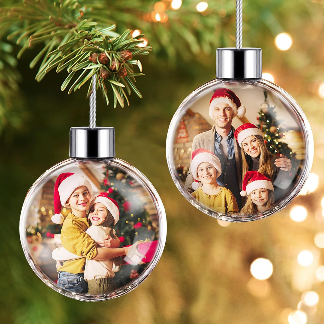 Personalized Photo Ball Christmas Ornaments - Custom Double-Sided Picture Christmas Ornaments, Ornaments for Christmas Trees, Christmas Decor, Xmas Gifts for Mom Dad Kids Pets