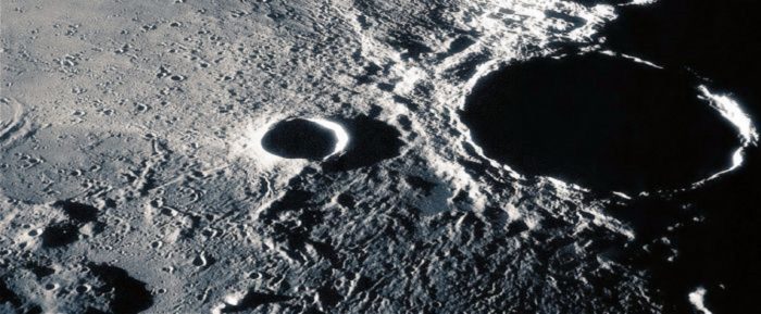 Close-up shot of the craters on the Moon