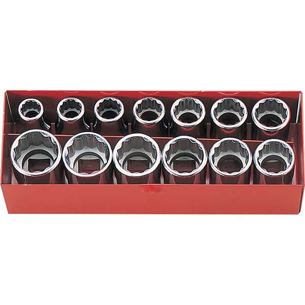 Koken 13 PC AF 1/2''.Dr Standard Sockets 12point(bi-hex) Set in Metal Box.