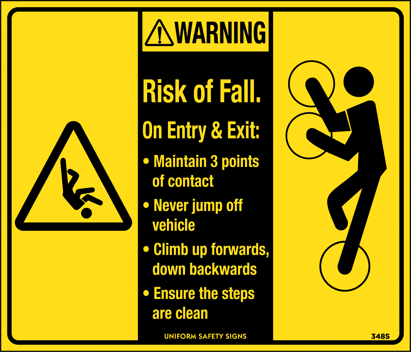 Warning Risk Of Fall on Exit or Entry Safety Caution Sign