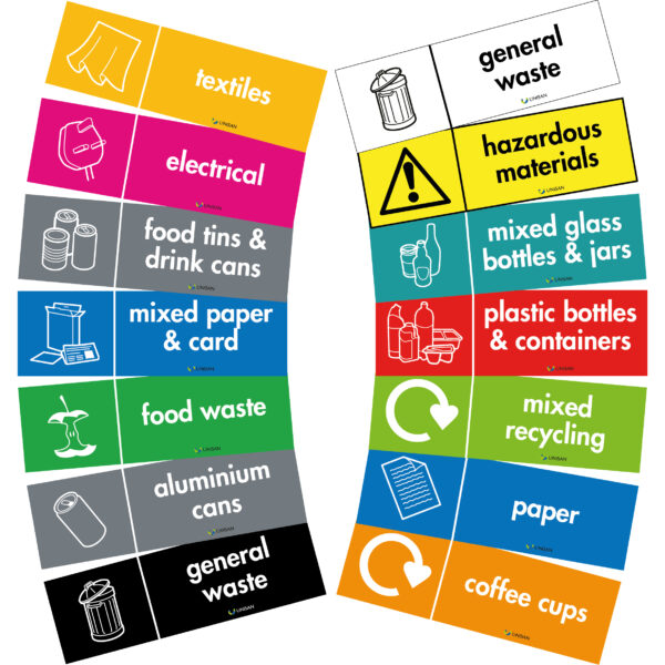 Recycling Bin Labels 100 x 160mm Portrait, Multiple Waste Stream ... image.