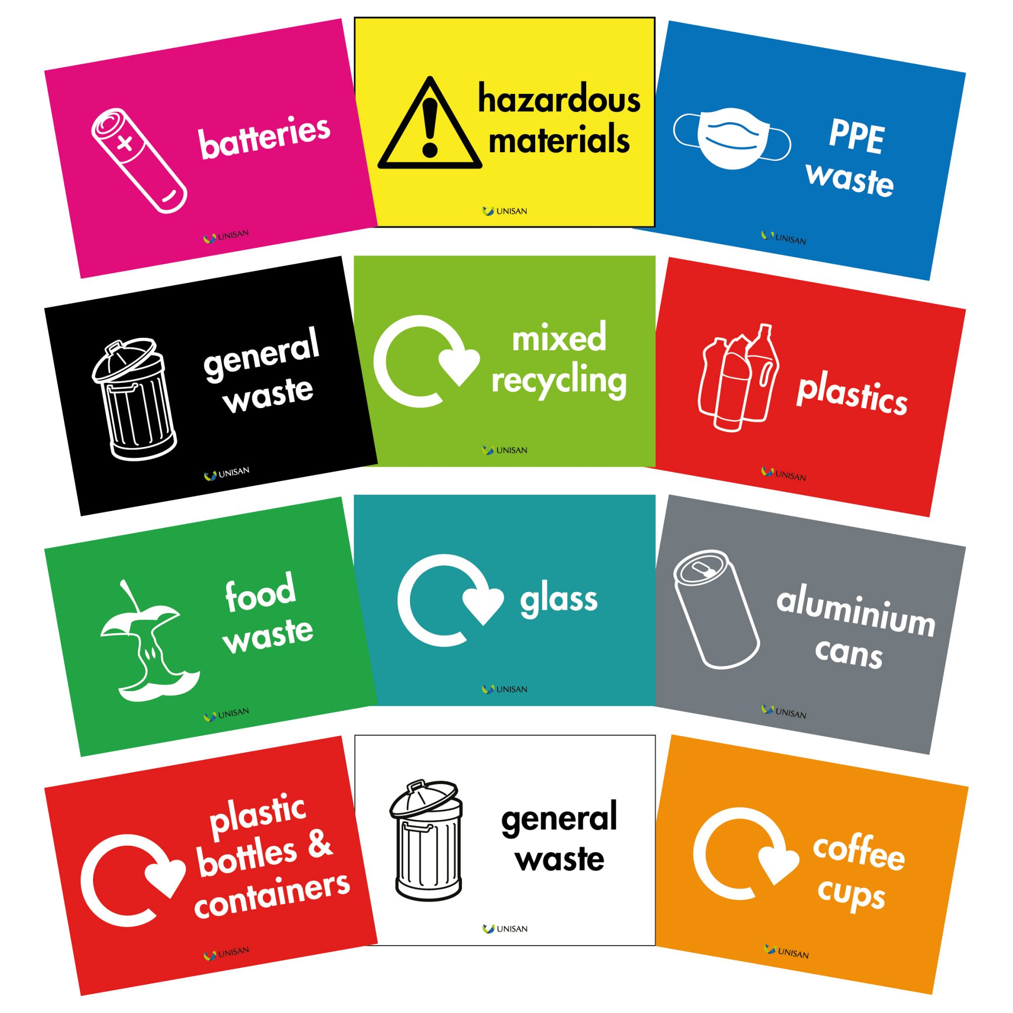 A5 Landscape Recycling Bin Labels | Unisan UK