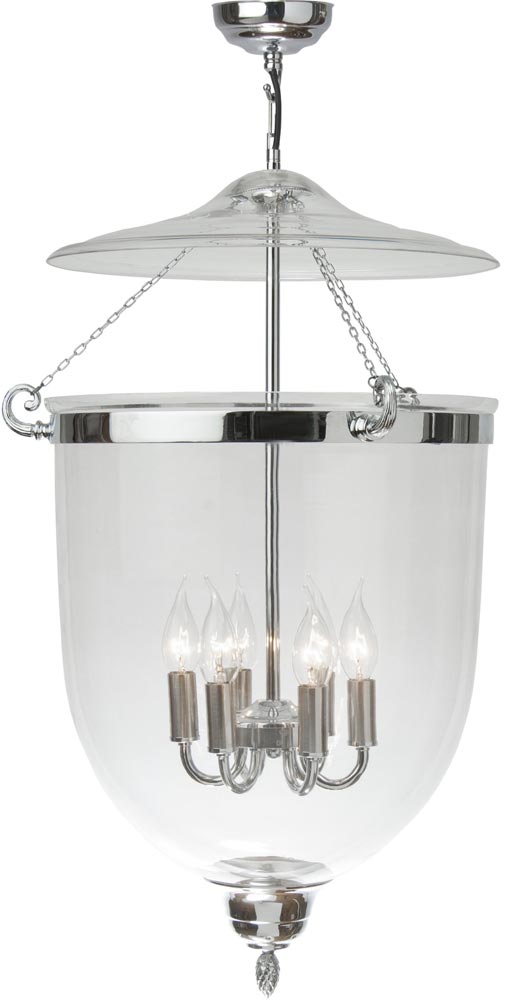 Very Large Chrome 5 Light Georgian Glass Hanging Lantern