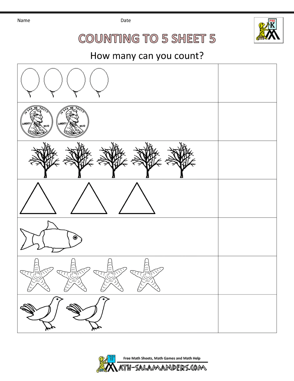 Preschool Counting Worksheets