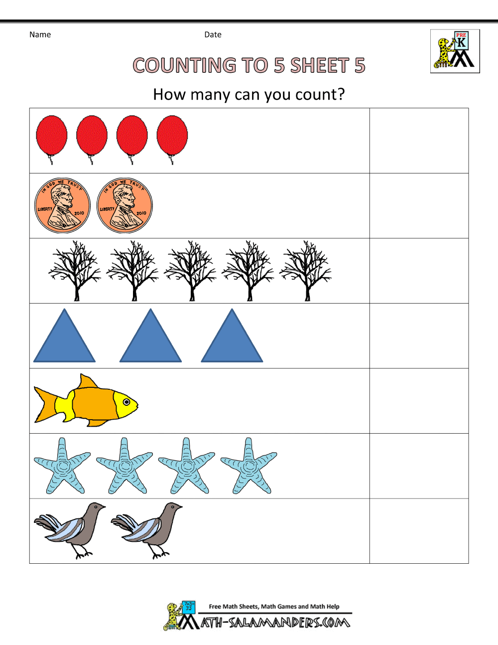 Preschool Counting Worksheets