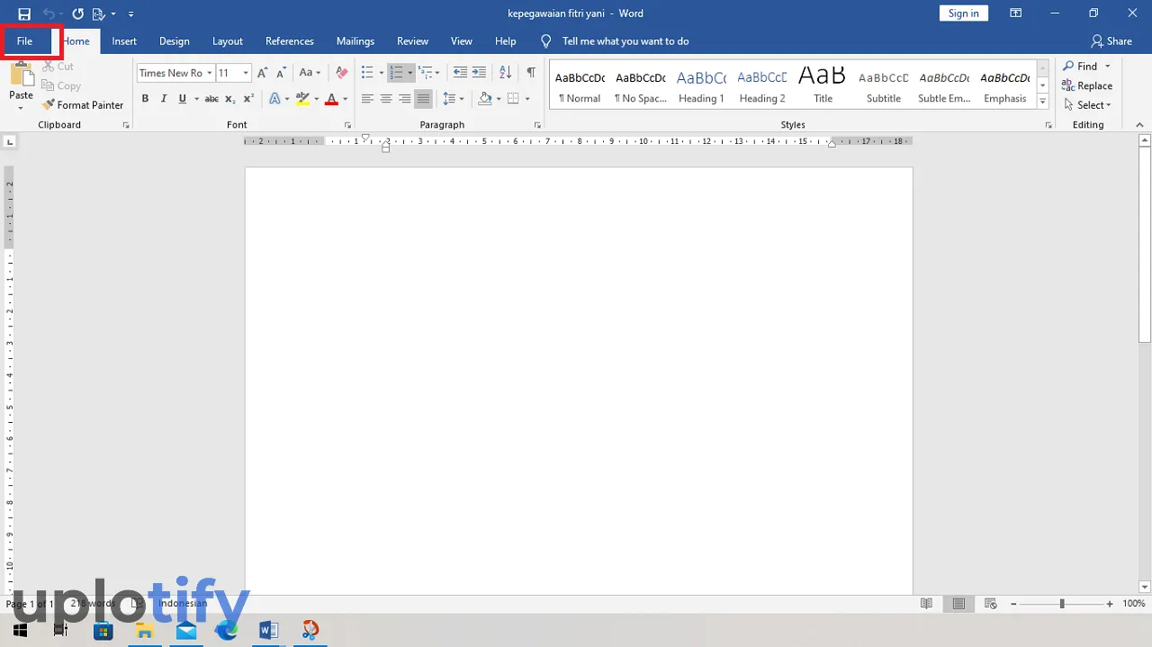 Menu File di Word