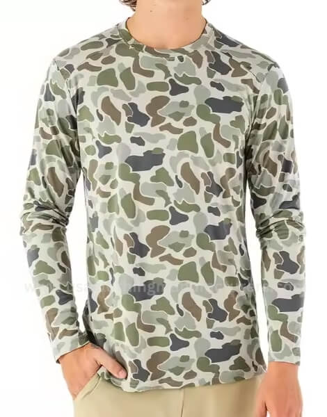 Wholesale Sublimated Long Sleeve Camo Fishing Shirts with Hood