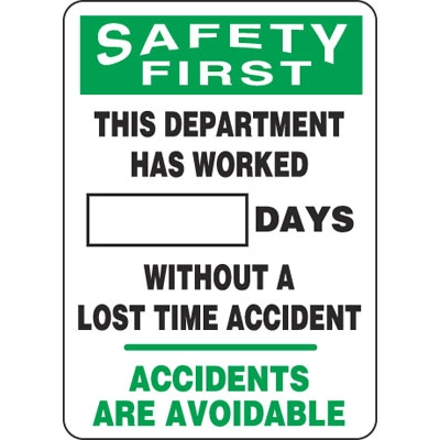 Safety First - This Department Has Worked - Safety Scoreboard, Safety ...