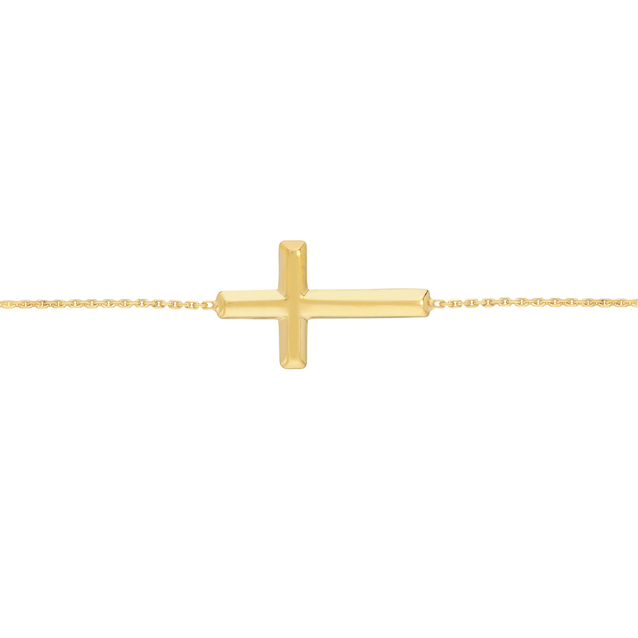 Sterling Silver Extra Small Sideways Cross Adjustable Bracelet