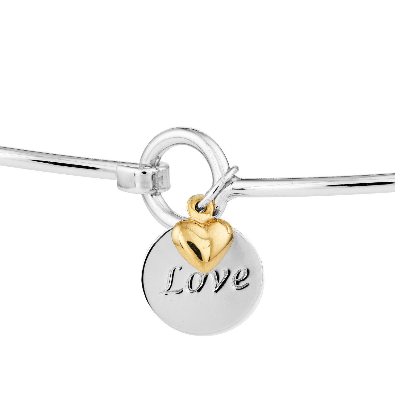 Sterling Silver Love Bangle with Heart Dangle