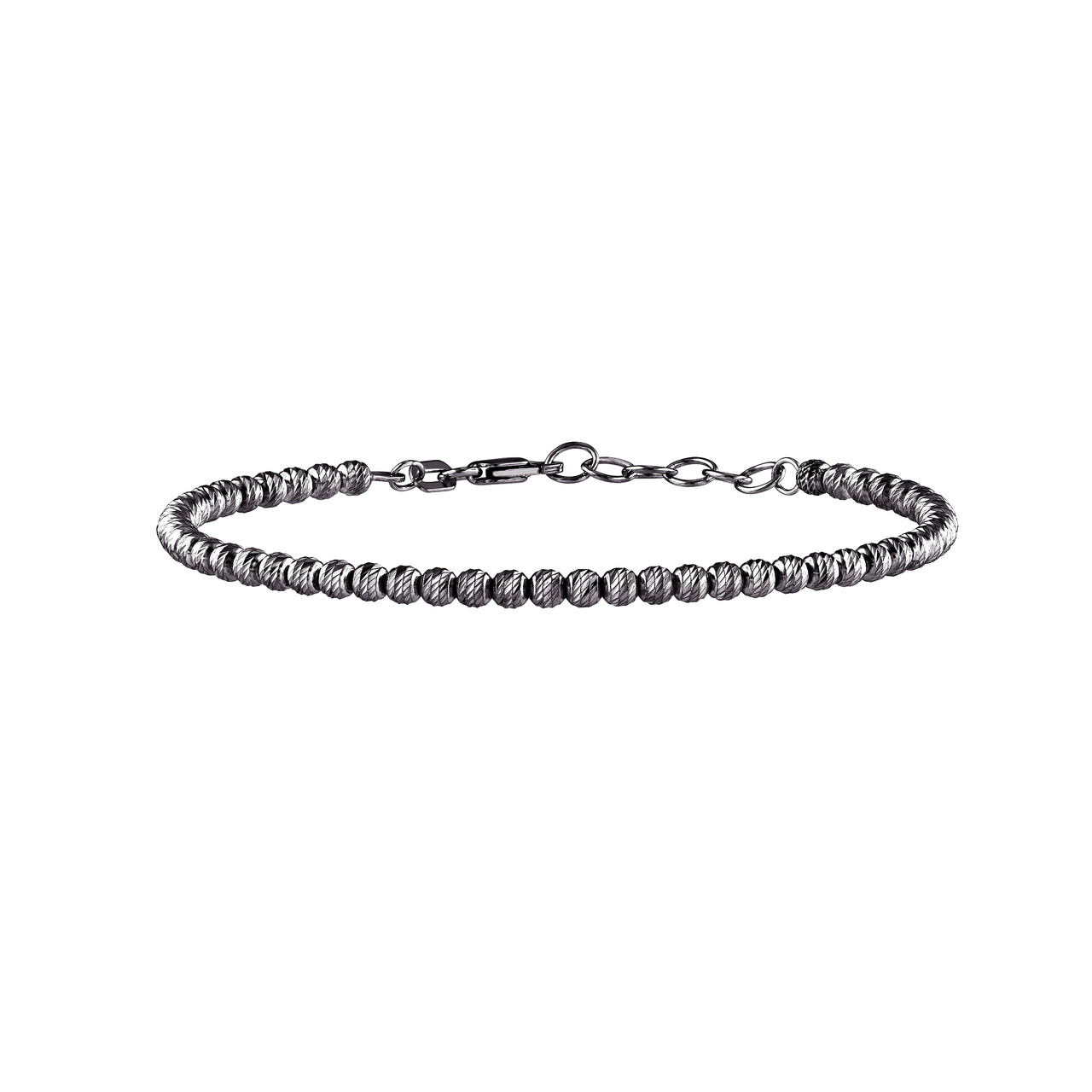 Sterling Silver Diamond-Cut Beads Adjustable Bracelet