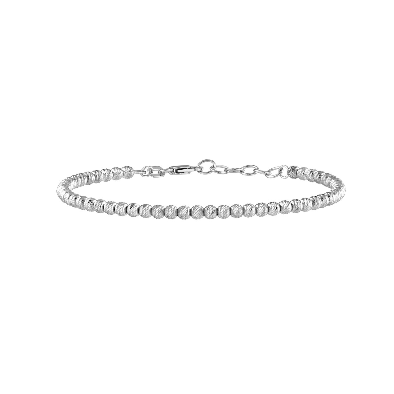 Sterling Silver Diamond-Cut Beads Adjustable Bracelet