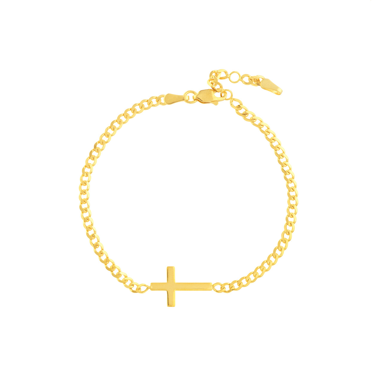 Cross on Curb Chain Adjustable Bracelet