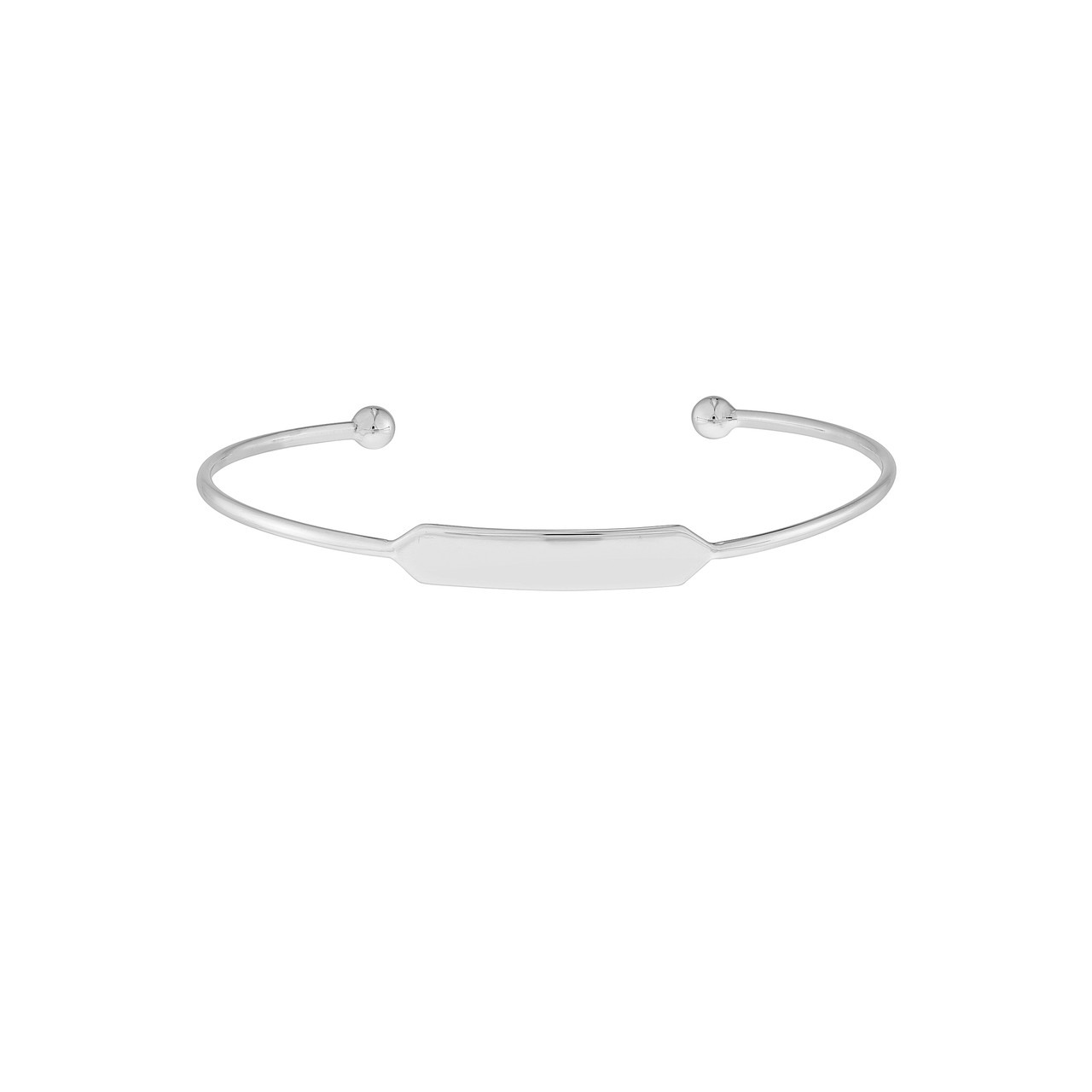 Engravable ID Cuff Bangle with Beaded Ends