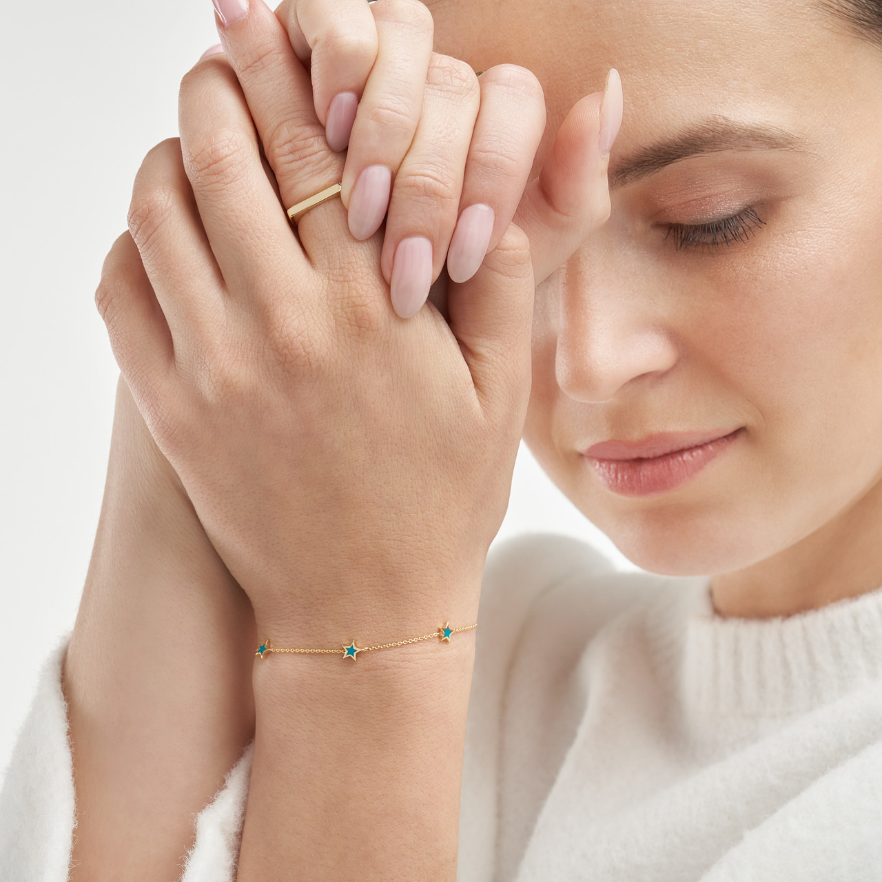 Turquoise Enamel Star Station Bracelet