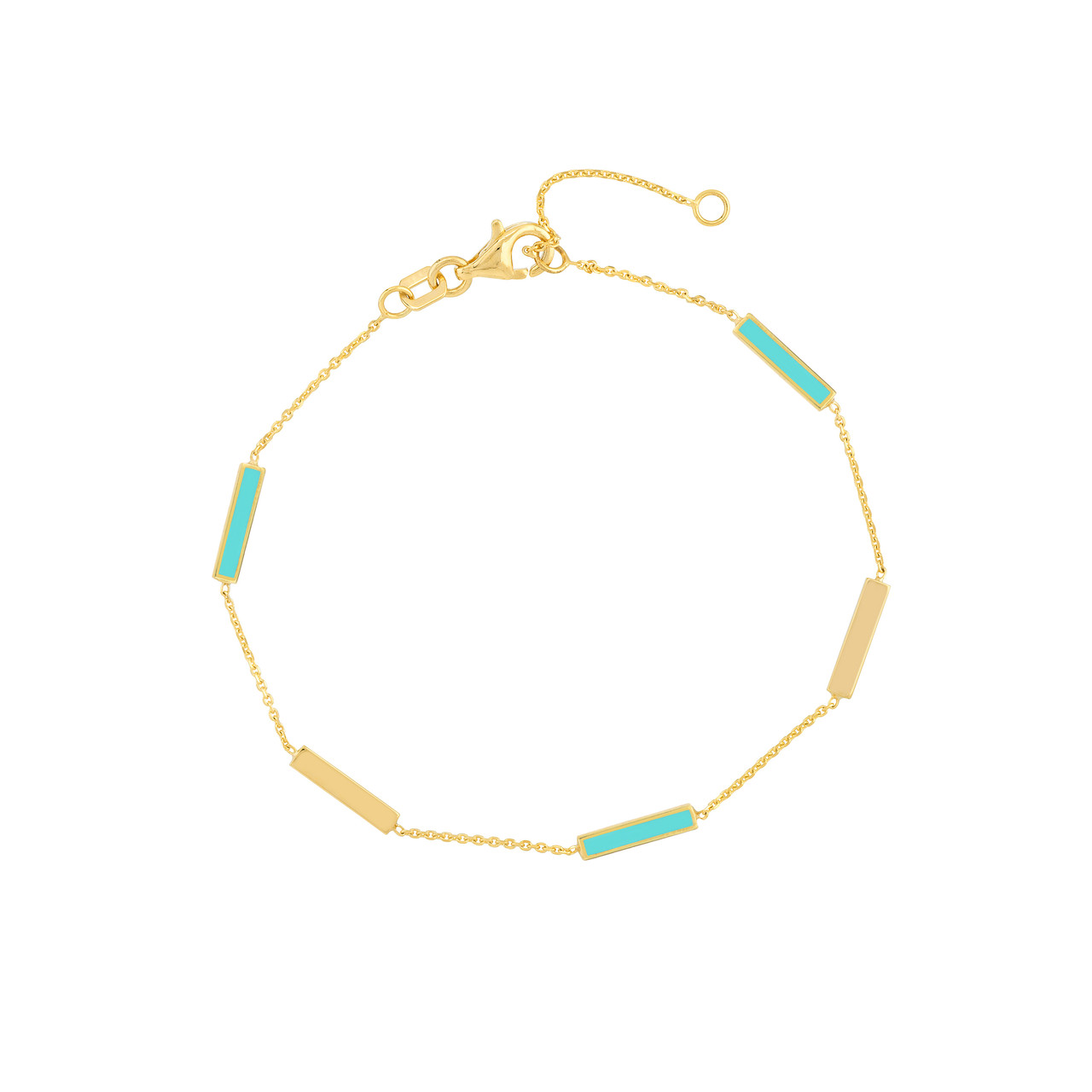 Turquoise Enamel Alternating Bar Station Bracelet