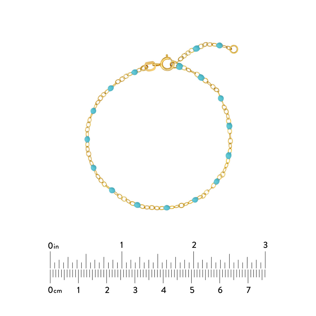 Light Turquoise Enamel Bead on Piatto Bracelet