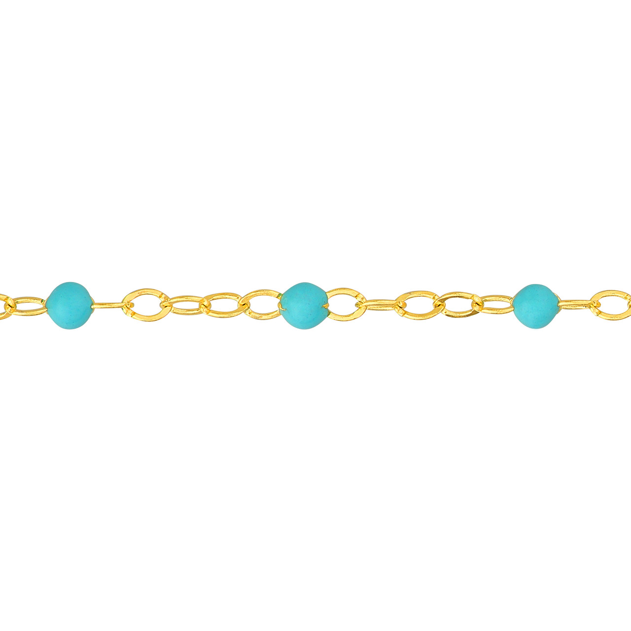 Light Turquoise Enamel Bead on Piatto Bracelet