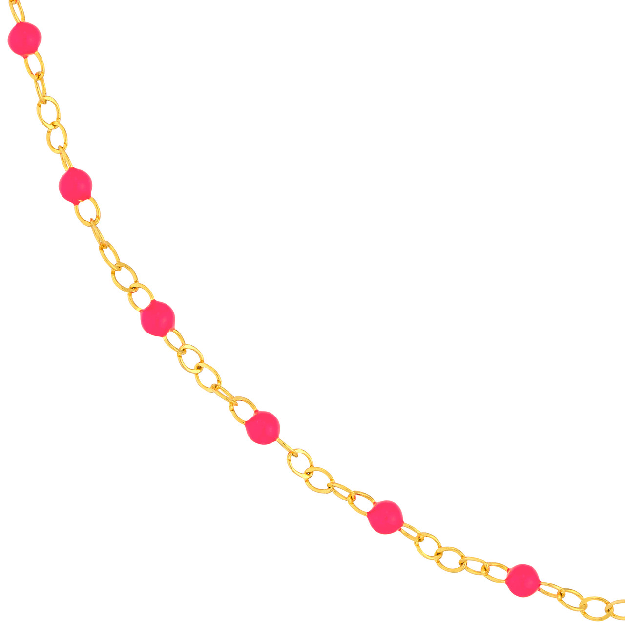 Neon Pink Enamel Bead Piatto Chain Bracelet