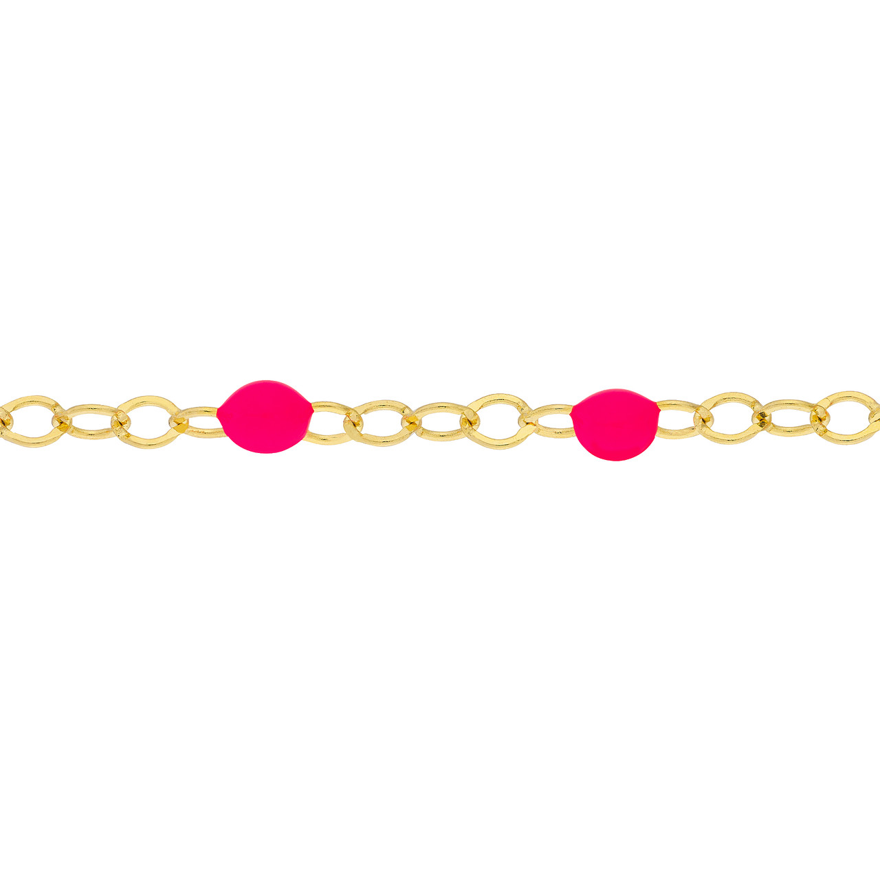 Neon Pink Enamel Bead Piatto Chain Bracelet