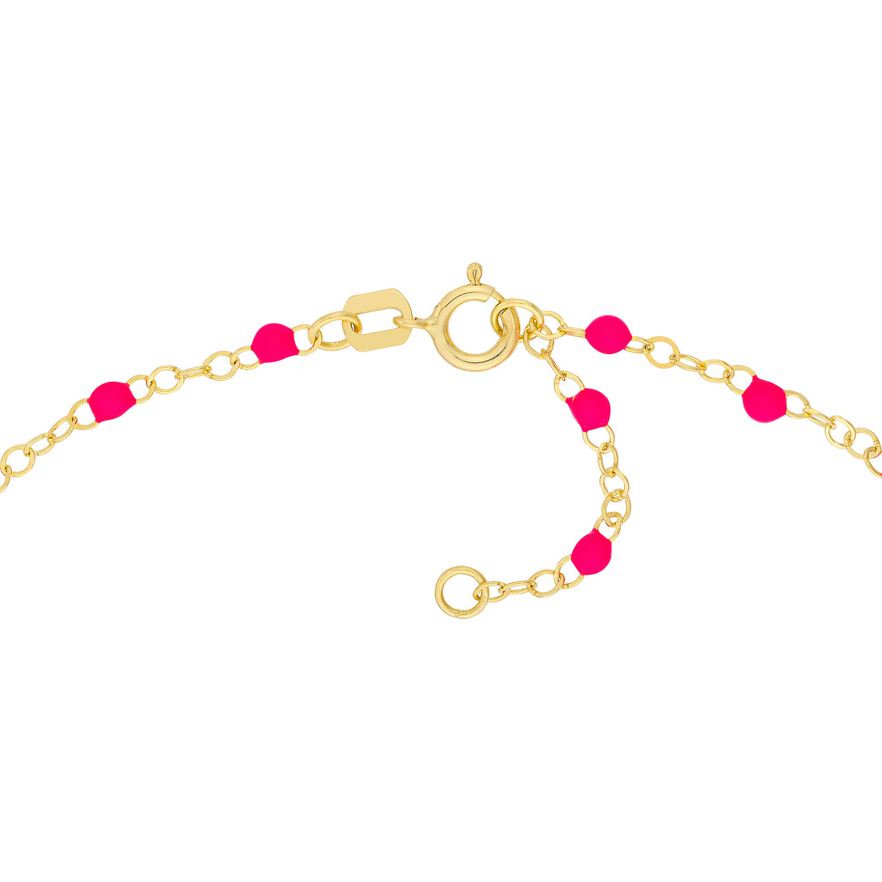 Neon Pink Enamel Bead Piatto Chain Bracelet