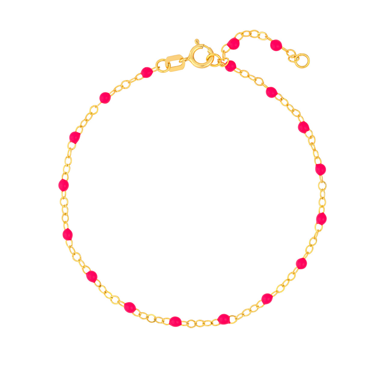 Neon Pink Enamel Bead Piatto Chain Bracelet