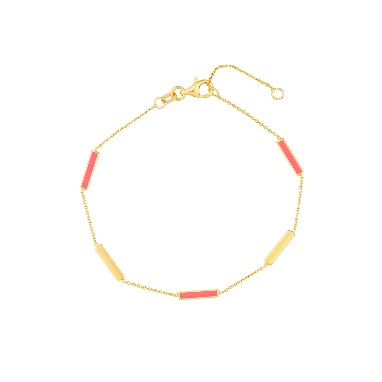 Neon Pink Enamel Alternating Bar Bracelet